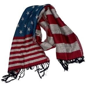 Unbranded American Flag Patriotic Scarf Red White Blue with Fringe